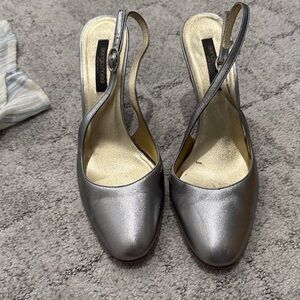 Elegant Silver Slingback Heels